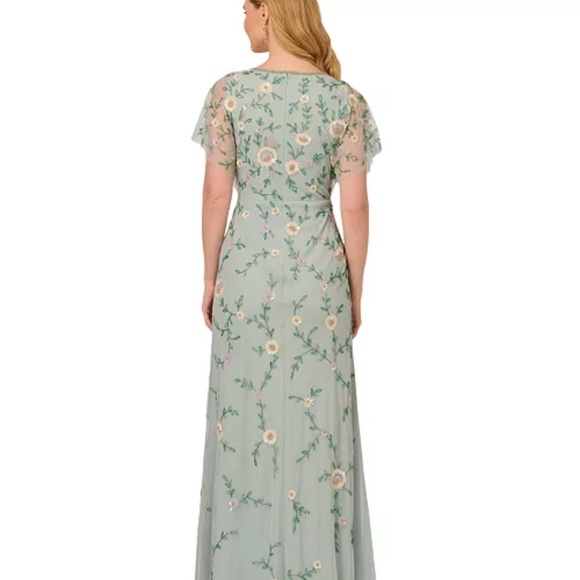 Adriana Papell Beaded Flutter Sleeve Dress size 12 - Picture 1 of 5